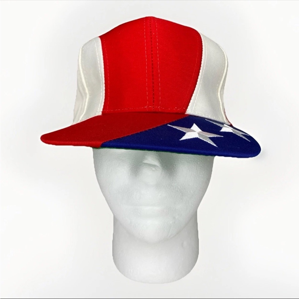 Vintage Patriotic Red White Blue Stars Stripes Ball Cap Hat SnapBack Adjustable
